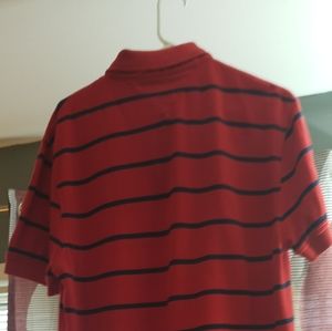 Red striped polo shirt